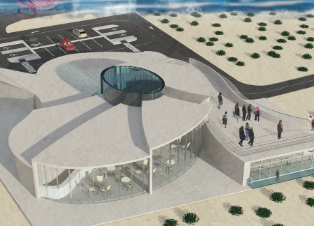 Elevated Wetland Experience with Glazed Panels and Community Interaction