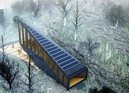 Elevated Yoga Studio with Darkened Wood Cladding and Natural Integration