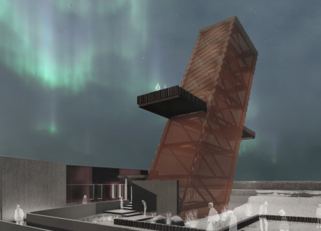 Geothermal Observation Platforms with Basaltic Concrete and Corten Steel Elements