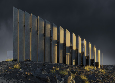 Reflective Steel Structure Embracing Volcanic Landscapes as a Scenic Lookout