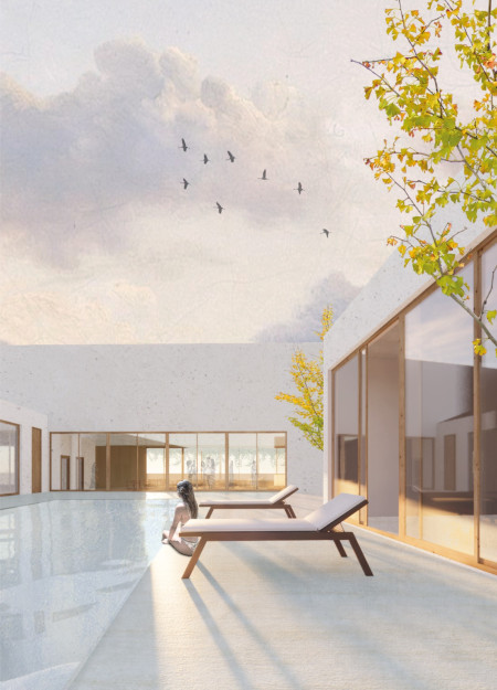 Framed Views and White Lime Walls in a Vineyard Hotel