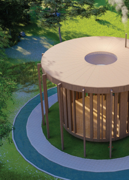 Floating Geometry in Timber Retreats for Mindfulness