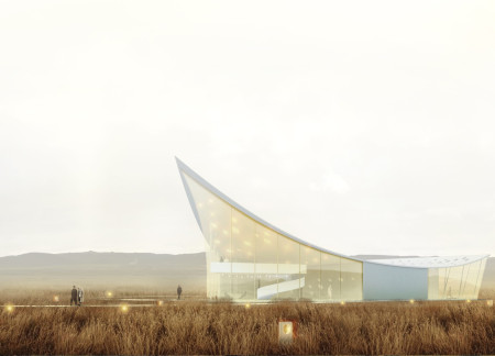 Cultural Hub with Expansive Glazing Emphasizing Natural Contours