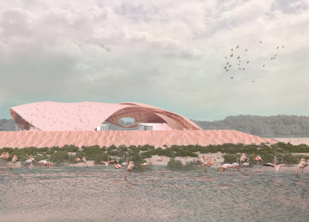 Bamboo Structure Embracing Mud Walls in a Central Wetland Courtyard