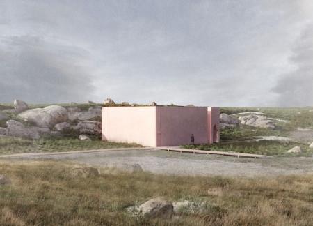 Cave-Inspired Structure Overlooking Fissure with Natural Light Play