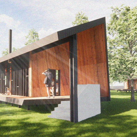 Rhythmic Windows and Folded Planes in a Compact Timber Cabin