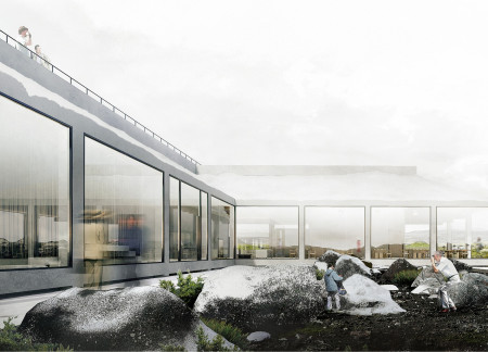 Panoramic Views Framed by Turf House Design for Community Gathering