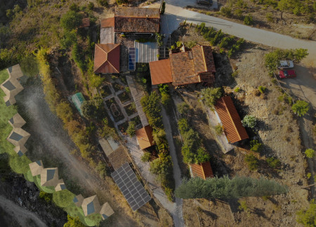 Terraced Cabins with Birch Plywood and Natural Surroundings