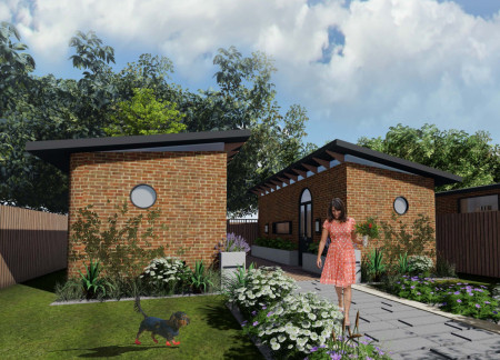 High Ceilings and Bi-Folding Windows in Community-Oriented Tiny Homes