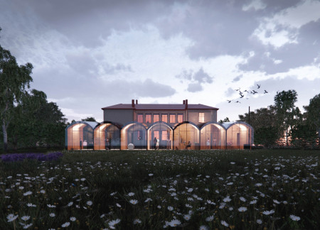 Charred Wood Shingles and Glass Facade Integrating Heritage with Flexible Creative Spaces