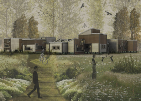 Fire-Resistant Units with Corrugated Metal and Timber Frames for Flexible Living