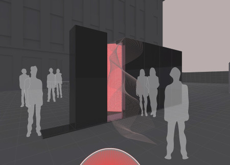 Acoustic Space Enclosed by Modular Wooden Panels with Stroboscopic Lighting