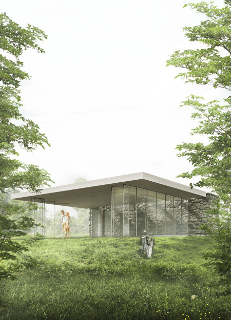 Glazed Walls and Natural Stone in a Cozy Couples Retreat