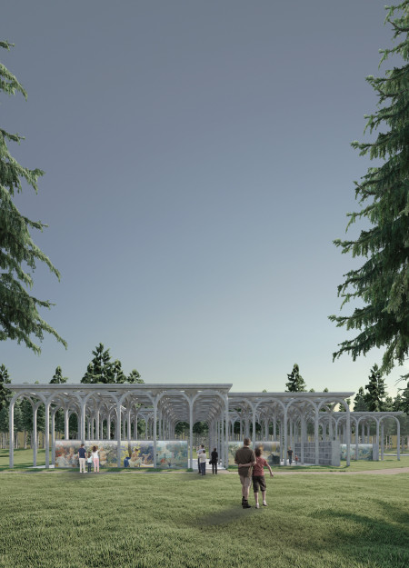 Granite Niches Framed by Serene Greenery in a Respectful Memorial Space
