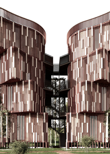 Protruding Volumes and Versatile Spaces in Sustainable Wood Housing