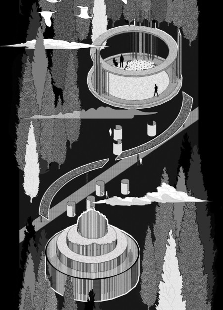 Reflective Space Framed by Mirrored Elements and Narrow Passageways