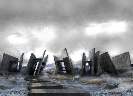 Geothermal Caves Framed by Reinforced Concrete Towers