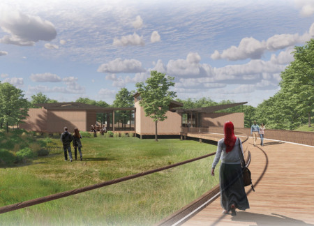 Natural Wood Sanctuary with Courtyard Spaces for End-of-Life Care