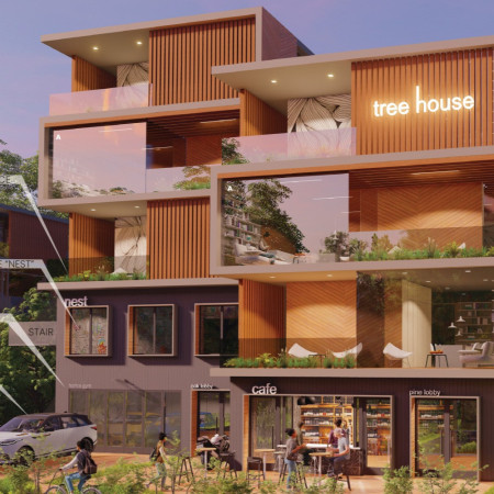 Terraced Living Spaces with Integrated Planters and Community Amenities