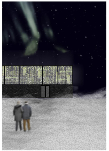 Enclosed Greenery in a Light-Filled Space for Community Dining