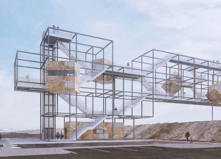 Onyx Fa&ccedil;ade and Viewing Platforms over Tectonic Fissure