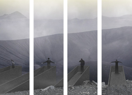 Elevated Viewing Platforms with Aluminium Panels Overlooking Volcanic Landscape