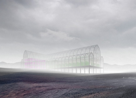 Transparent Glass and Prefabricated Steel in a Community Greenhouse with Worship Space