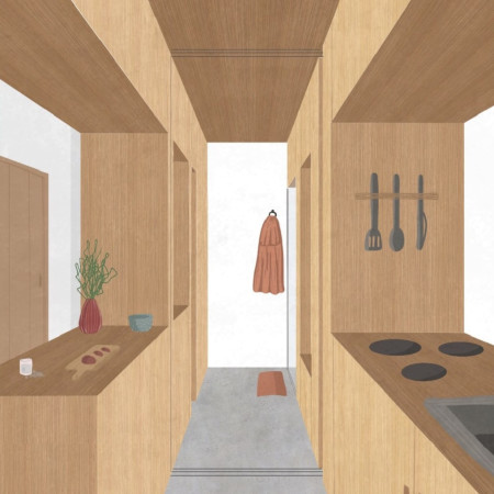 Cross-Laminated Timber Units with Sliding Privacy Doors in Urban Living