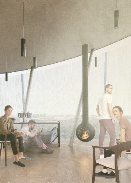 Spiral Journey Through Semi-Translucent Membrane and Green Canopy