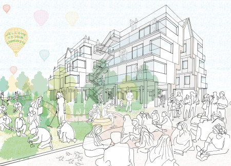 Charred Wooden Shingles and Green Roofs Enhance Community Living in Urban Setting