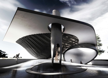 Weathering Steel Dome Embracing Introspection in a Community Pavilion