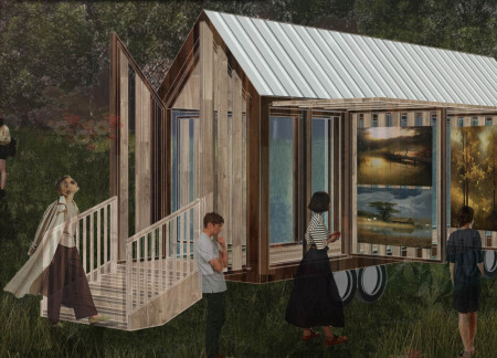 Canopy Home Featuring Expandable Glass Walls for Artistic Living