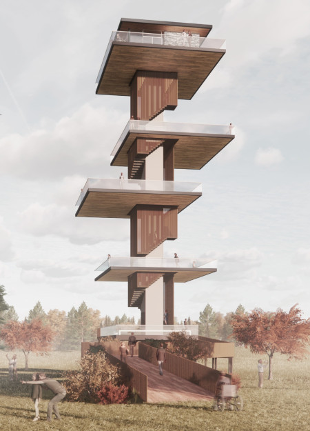 Shifting Steel Plates and Tactile Wooden Slats in an Elevated Observation Space