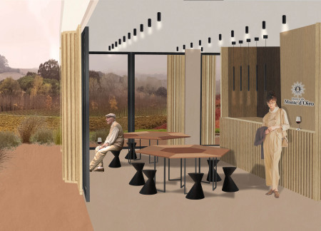 Rammed Earth Walls Framing Natural Views in a Vineyard Setting