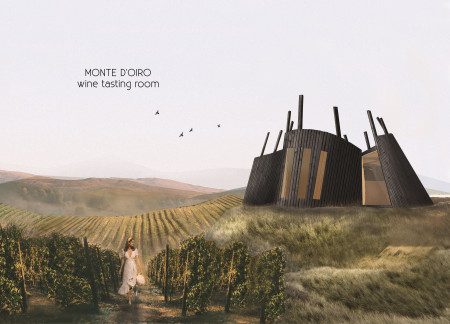 Cork-Lined Retreat with Curved Walls and Shou Sugi Ban Finish