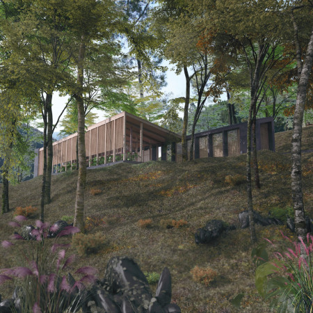 Charred Wooden Shingles and Expansive Glazing in a Mindful Retreat Center