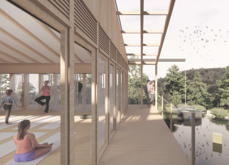 Elevated Platforms of Pine and Earth Integrating Nature's Canals