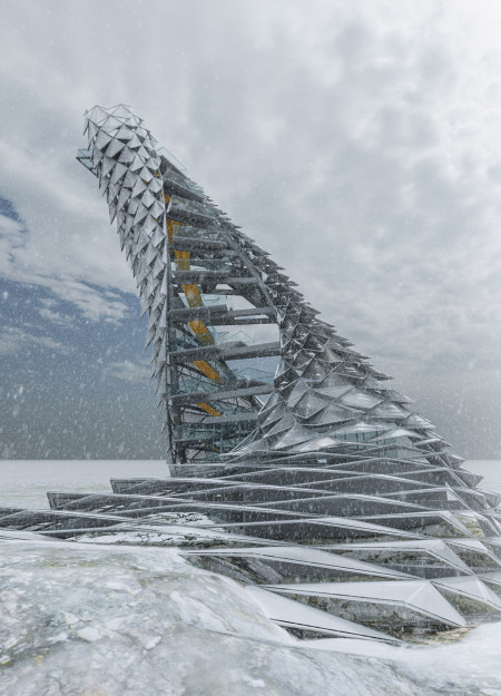 Spiral Structure Crafted with Etfe and Steel for Geological Observation