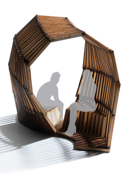 Twisted Shell Structure Offering Urban Refuge