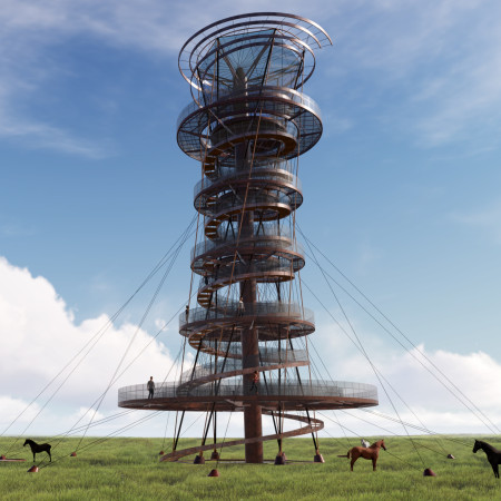 Tensegrity Structure Embraces Corten Steel and Ecological Water Collection