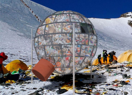 Spherical Cabin Utilizing Plastic Elements for Sustainable Public Sanitation