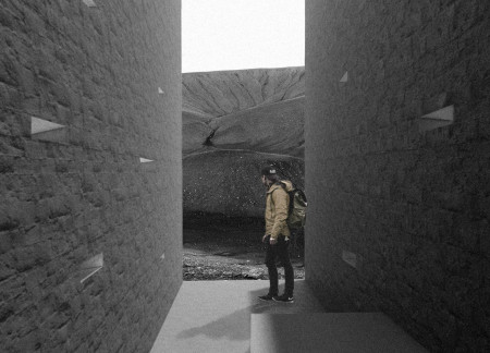 Volcanic Ash Walls Framing Crater Views in Iceland's Landscape