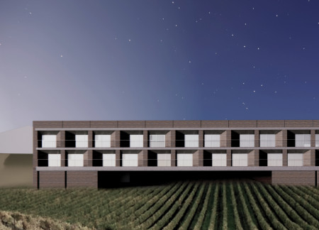 Elevated Areas and Courtyards Integrate Natural Landscape in Vineyard Hospitality