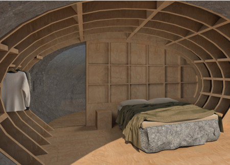 Compressed Stones and Impregnated Wood Create Sustainable Retreat in Nature