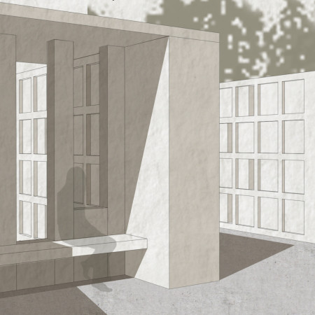 Breathable Space with Air Tunnels and Integrated Flora for Reflection