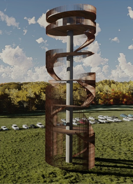 Vertical Steel Plates Shaping Sensory Experiences in Urban Nature
