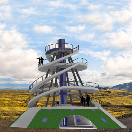 Transparent Glass and Steel Columns Elevating Views of Geological Divides