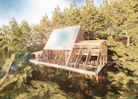 Solar-Powered Community Hub Featuring Integrated Creeper Plants