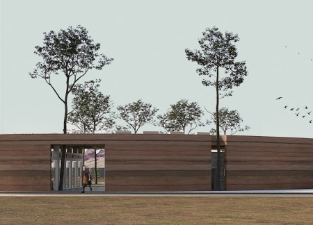 Rammed Earth Structures with Rainwater Gardens in Drought-Resilient Community