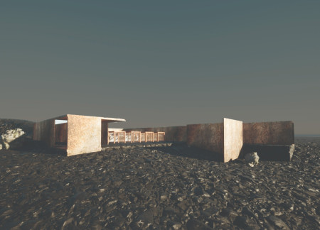 Rusty Metal Walls and Thermal Control in a Green Dining Space